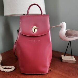 Gianfranco Lotti Firenze Trapezoid Backpack Red Leather Bag Italy